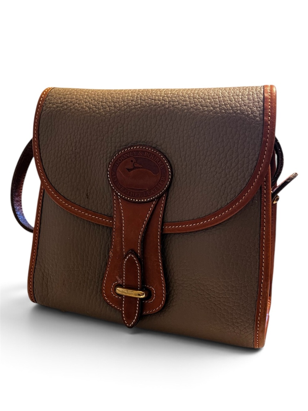 Dooney & Bourke Brown Pebbled Leather Crossbody with Chestnut Trim